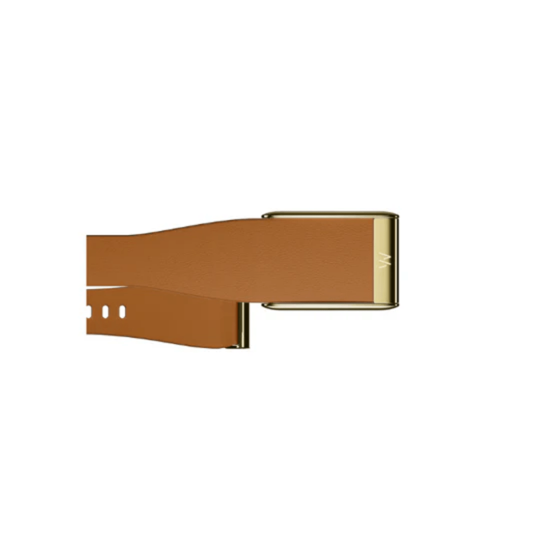 Whoop 5.0 Leatherluxe Tapered Camel with Gold Band