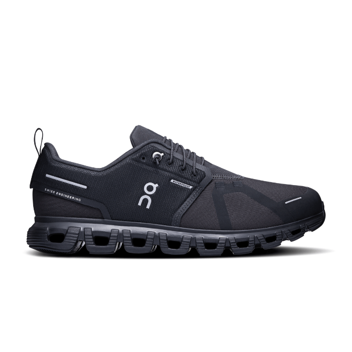"On Running Cloud 6 Waterproof Black sneakers by Hype Elixir – lightweight, waterproof, and cushioned footwear for all-weather comfort and durability."
