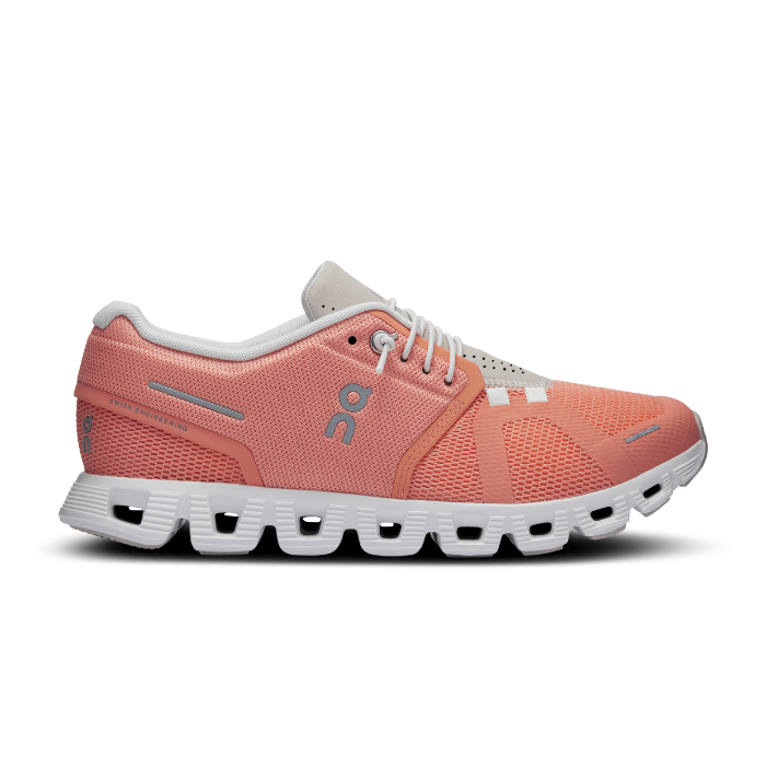 "On Running Cloud 5 Flamingo Pearl sneakers by Hype Elixir – vibrant, cushioned sneakers featuring a soft Flamingo Pearl colorway, offering comfort and support for all-day wear with a stylish design."