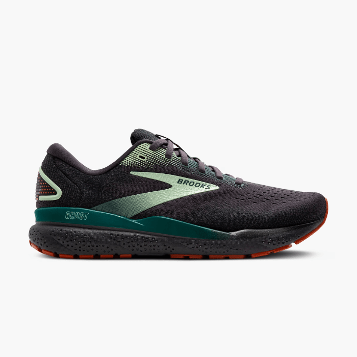 "Brooks Running Ghost 16 Blackened Pearl/June Bug/Green sneakers by Hype Elixir – lightweight, cushioned running shoes designed for comfort, support, and performance."