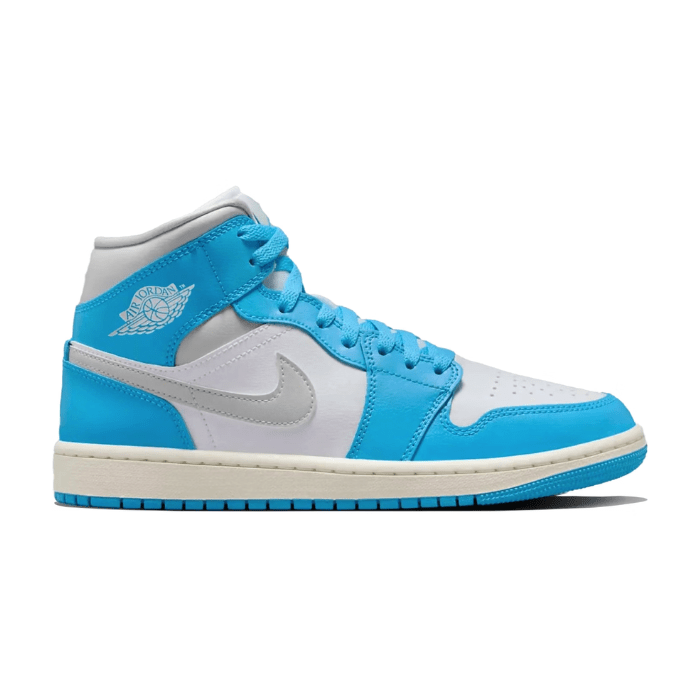 Air Jordan 1 Mid Dark Powder Blue (Women's) features a bold blue and white combo with iconic style and comfort. Shop on HypeElixir.com.
