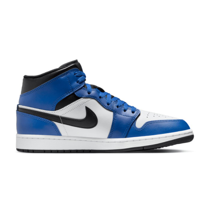 "Air Jordan 1 Mid Game Royal sneakers by Hype Elixir – classic mid-top design featuring a striking Game Royal colorway for bold style and comfort."