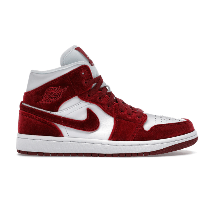 Jordan 1 Mid SE Red Velvet (Women's) – bold red design with premium comfort and iconic style. Shop on hypeelixir.com