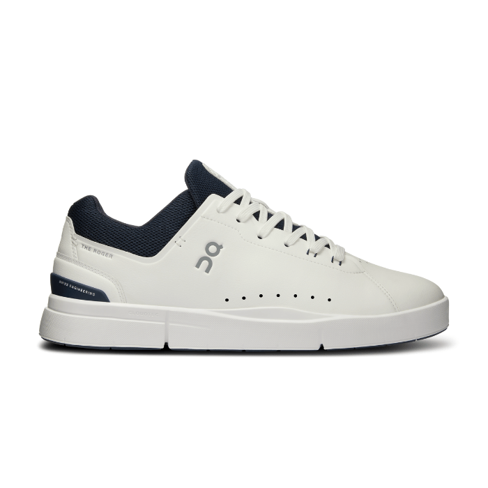 "On Running Roger Advantage Midnight White sneakers by Hype Elixir – tennis-inspired, lightweight shoes blending midnight blue and white for a sleek, comfortable, and stylish look."