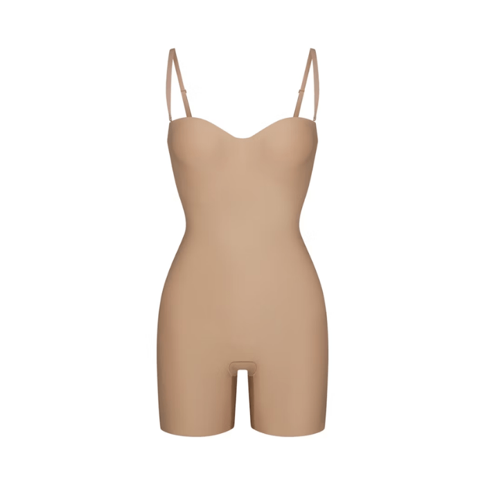 Skims Body Core Sculpt Underwire Mid Thigh Bodysuit Clay