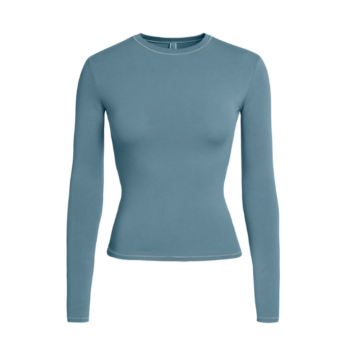 Skims Cotton Jersey Long Sleeve T-Shirt Kyanite