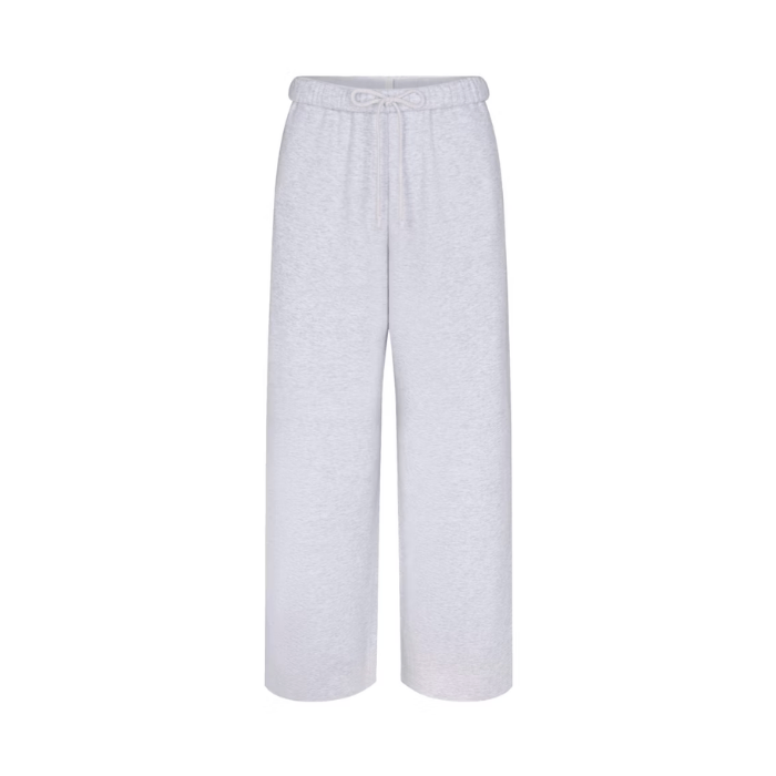 Skims Cotton Fleece Classic Straight Leg Pant Light Heather Grey