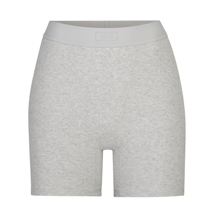 Skims Cotton Rib Boxer Light Heather Grey