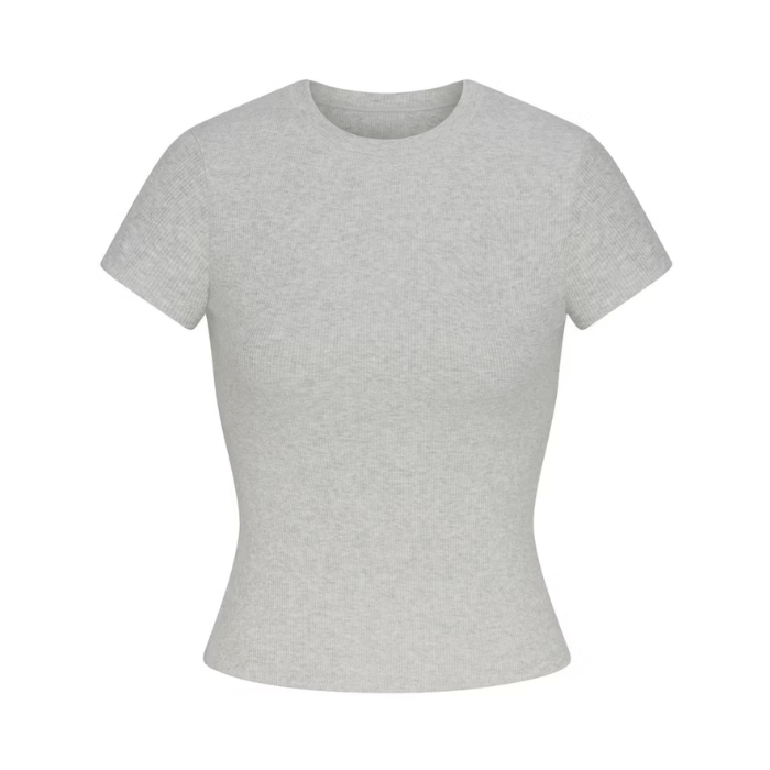Skims Cotton Rib T-Shirt Light Heather Grey
