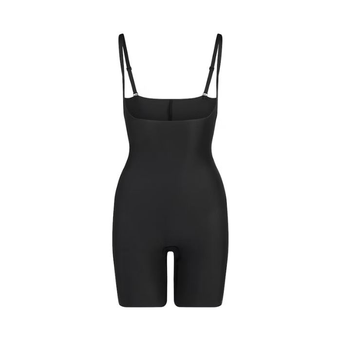 Skims Body Core Sculpt Open Bust Mid Thigh Bodysuit Onyx