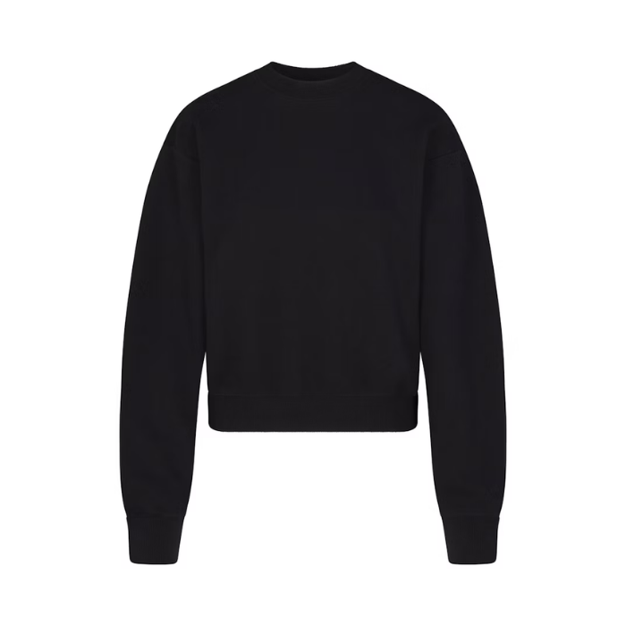 Skims Cotton Fleece Classic Crewneck Onyx