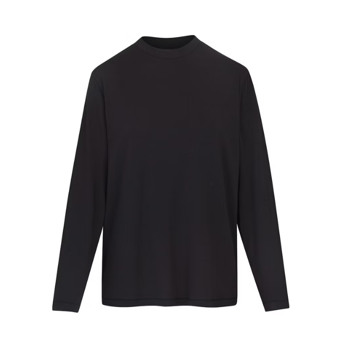 Skims Boyfriend Long Sleeve T-Shirt in Onyx—ultra-soft, relaxed fit essential for everyday wear. Shop on hypeelixir.com