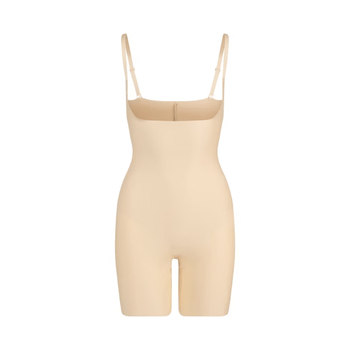 Skims Body Core Sculpt Open Bust Mid Thigh Bodysuit Sand