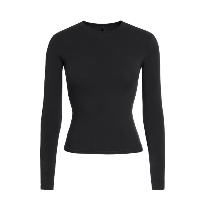 Skims Cotton Jersey Long Sleeve T-Shirt Soot