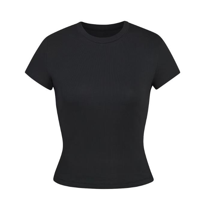 Skims Cotton Rib T-Shirt Soot