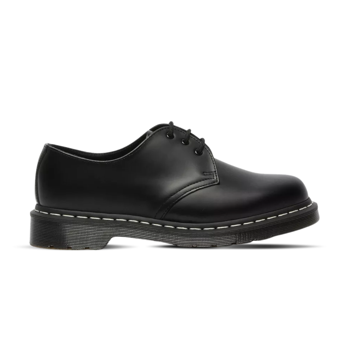Dr Martens 1461 White Stitch Smooth Leather Lace Up Shoes Black