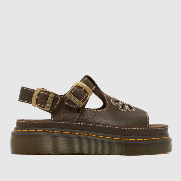 Dr Martens Dunnet Flower Full Grain Leather Sandals - Brown