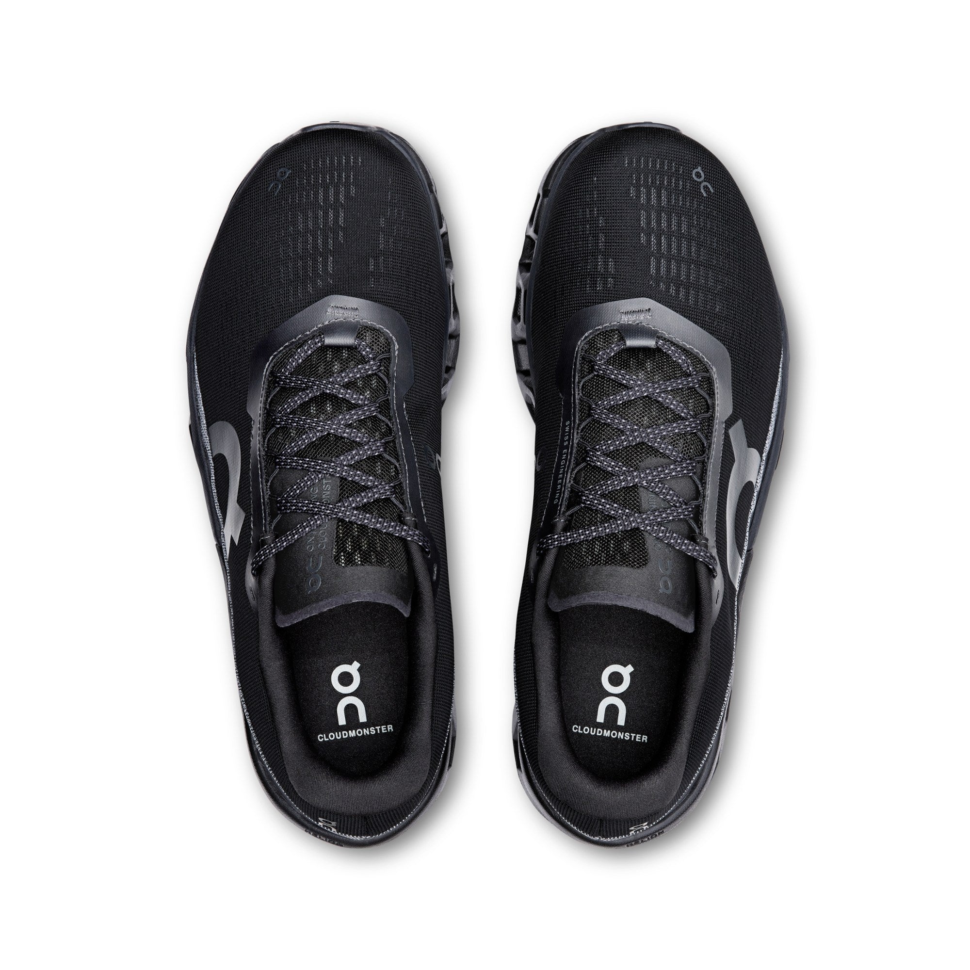 "On Running Cloudmonster 2 Black sneakers by Hype Elixir – high-performance running shoes designed for maximum cushioning, energy return, and a sleek all-black aesthetic."