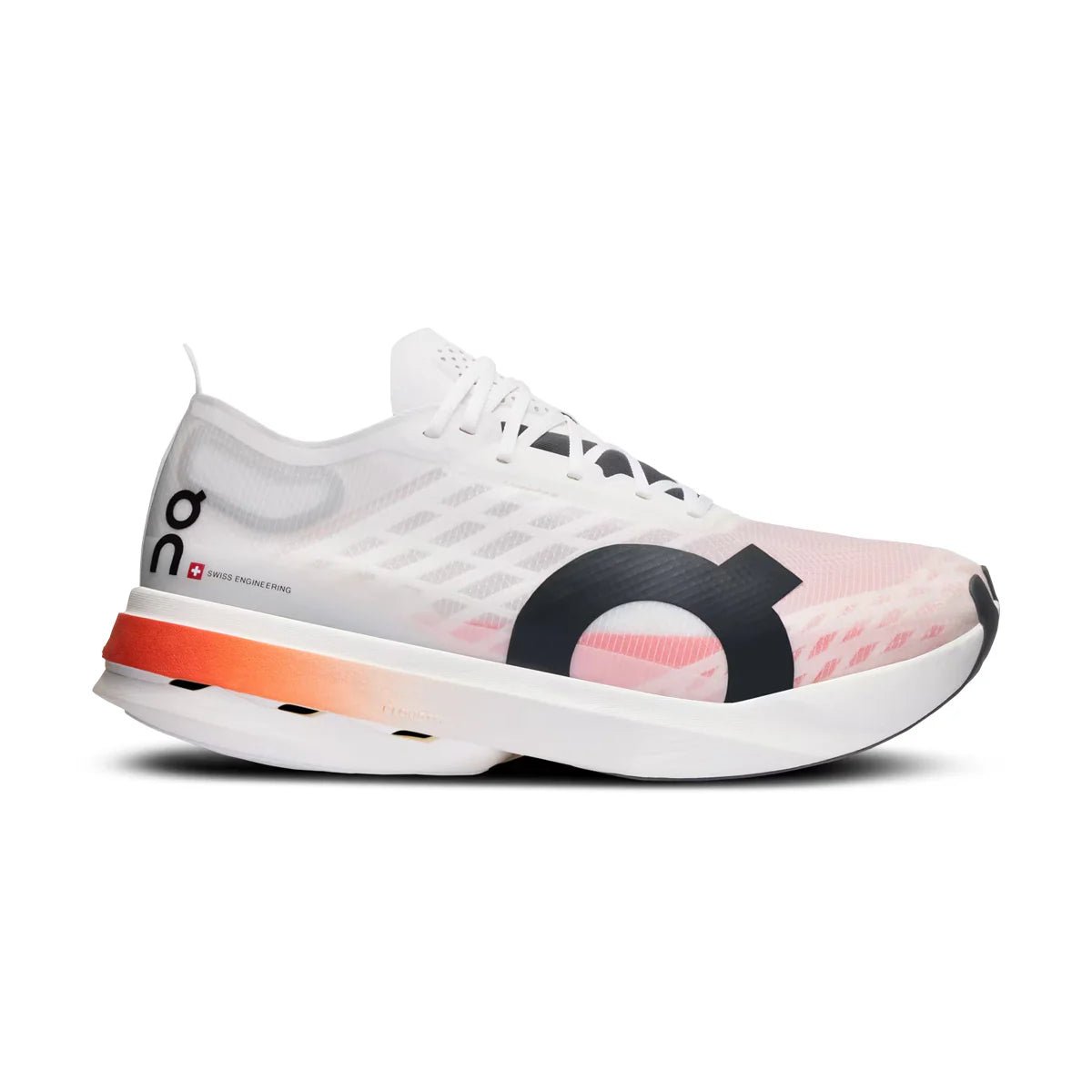"On Running Cloudboom Strike White Black sneakers by Hype Elixir – high-performance, lightweight sneakers in a striking White and Black colorway, designed for speed, comfort, and ultimate support during intense runs."