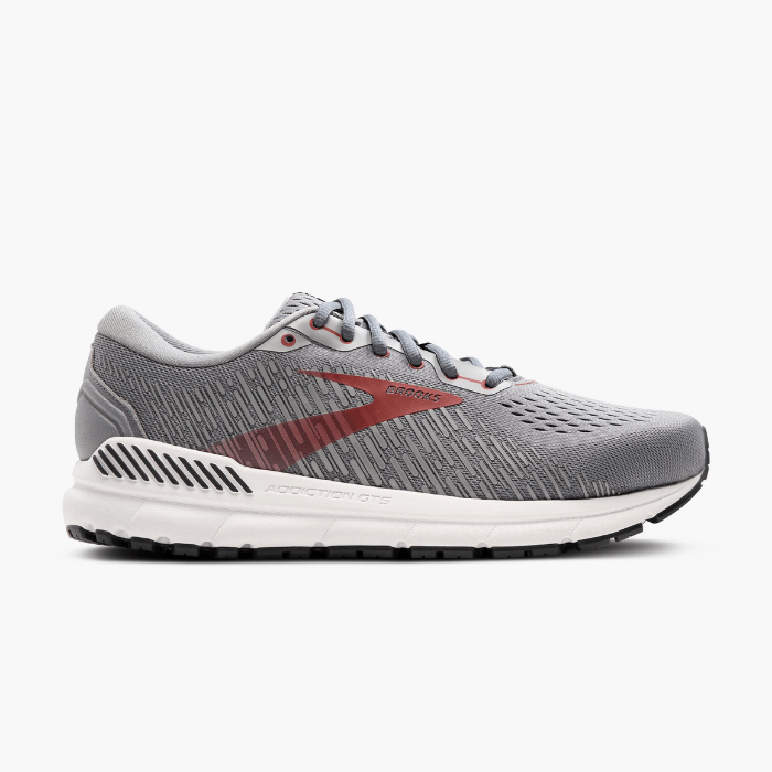 "Brooks Running Addiction GTS 15 Grey/Ebony sneakers by Hype Elixir – stability-focused, cushioned running shoes offering superior comfort, support, and durability."