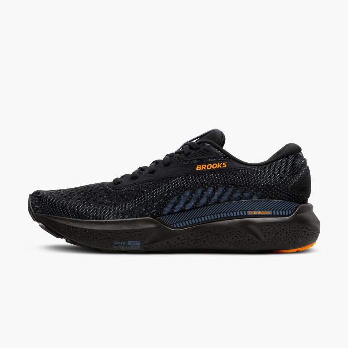 "Brooks Running Adrenaline GTS 24 Black/Peacoat/Peach sneakers by Hype Elixir – stability-focused, cushioned running shoes designed for maximum comfort, support, and style."
