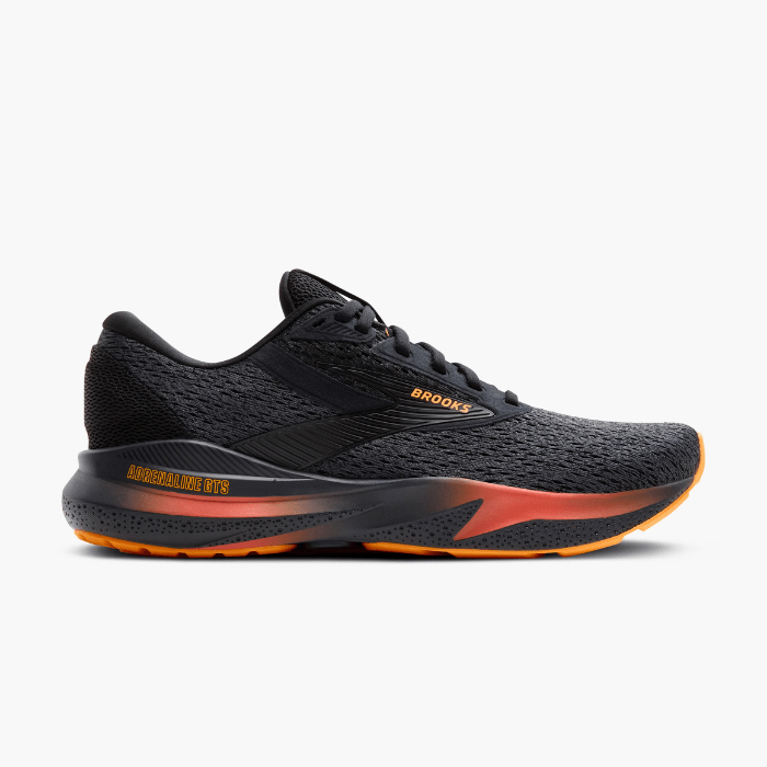 "Brooks Running Adrenaline GTS 24 Black/Ebony/Burnt Sienna sneakers by Hype Elixir – stability-focused, cushioned running shoes designed for superior comfort, support, and durability."