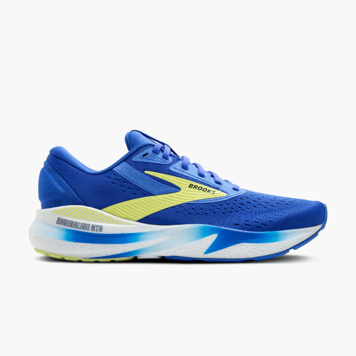"Brooks Running Adrenaline GTS 24 Cobalt/Neo Yellow/Peacoat sneakers by Hype Elixir – stability-focused, cushioned running shoes offering superior comfort, support, and vibrant style."