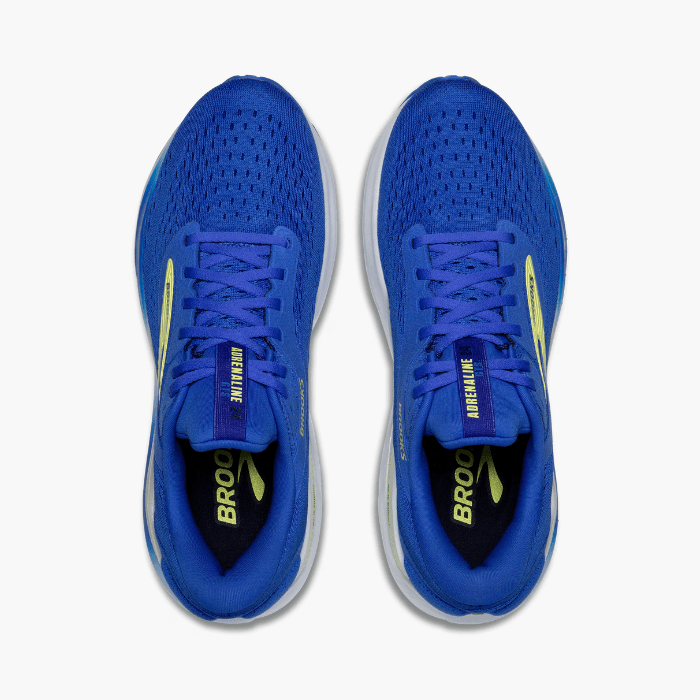 "Brooks Running Adrenaline GTS 24 Cobalt/Neo Yellow/Peacoat sneakers by Hype Elixir – stability-focused, cushioned running shoes offering superior comfort, support, and vibrant style."