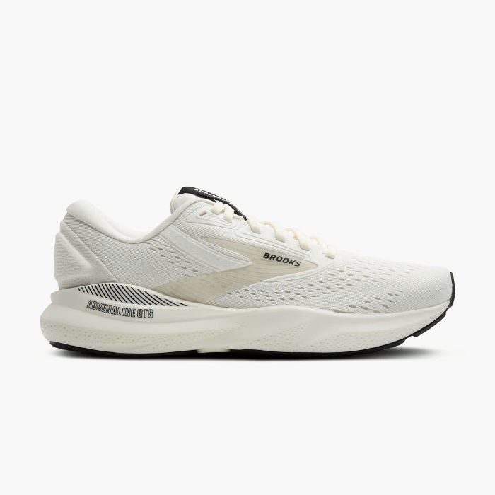 "Brooks Running Adrenaline GTS 24 Coconut/Black/White Sand sneakers by Hype Elixir – stability-focused, cushioned running shoes for superior comfort and support."