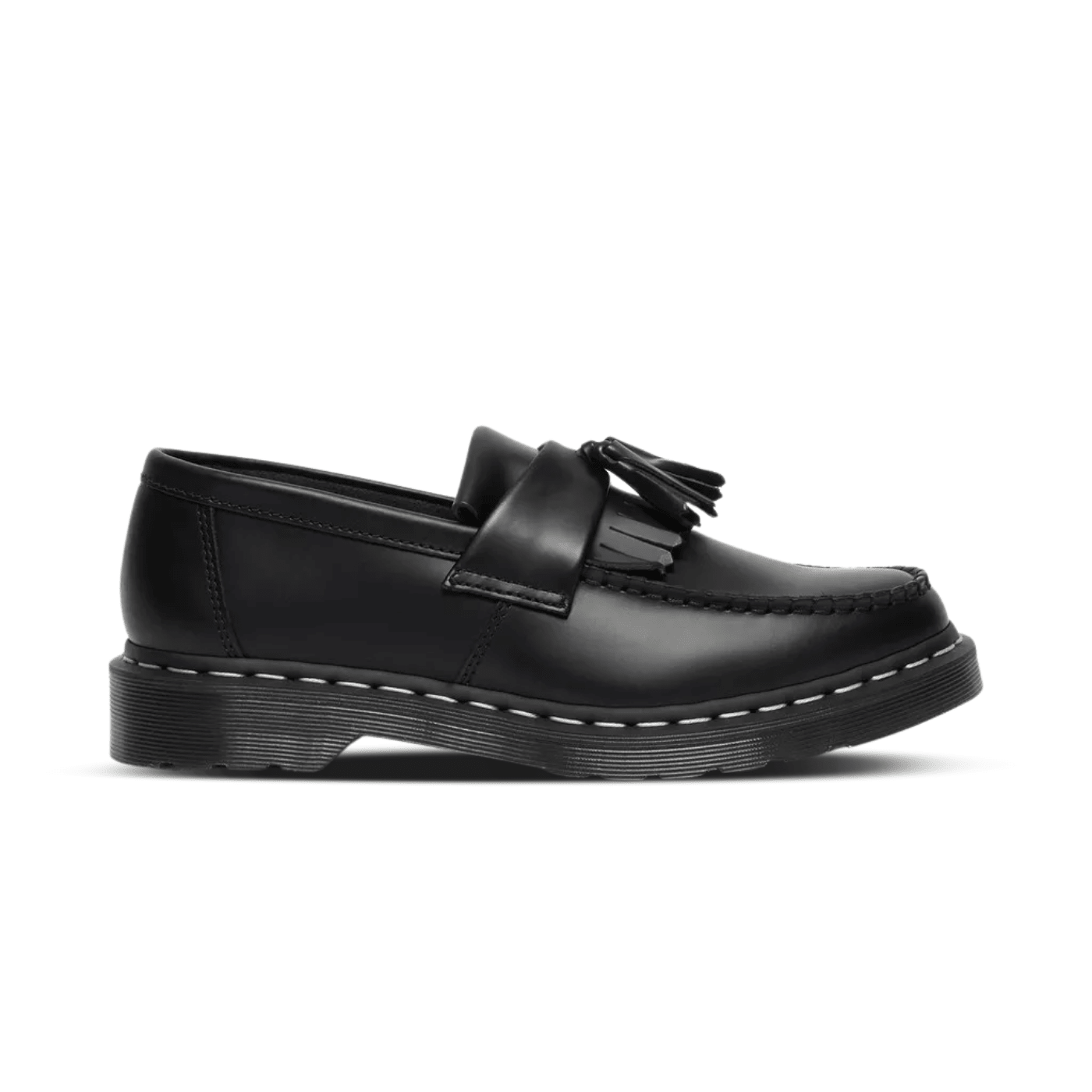Dr. Martens Adrian White Stitch Smooth Leather Loafers Black
