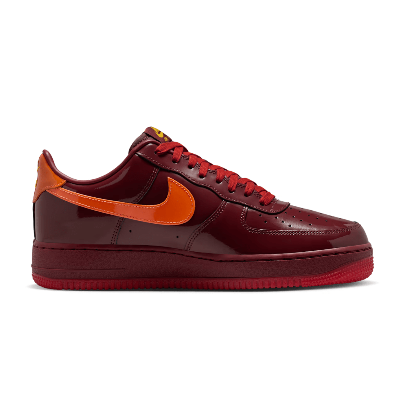Nike Air Force 1 Low Patent Leather Dark Team Red Safety Orange