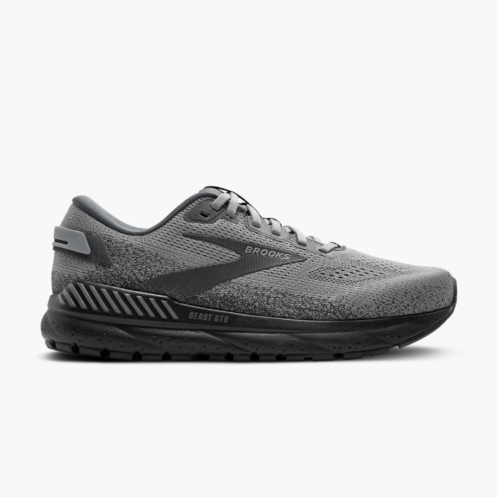 "Brooks Running Beast GTS 24 Primer Grey/Ebony sneakers by Hype Elixir – stability-focused, cushioned running shoes designed for maximum support and all-day comfort."