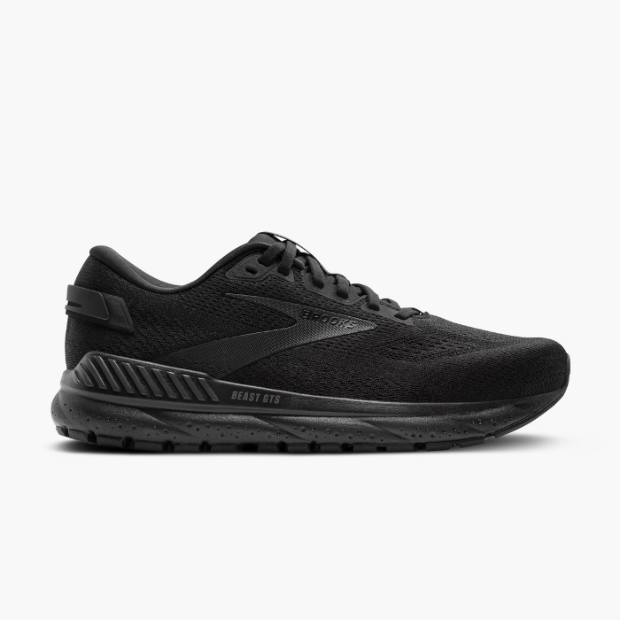 "Brooks Running Beast GTS 24 Black/Black/Ebony sneakers by Hype Elixir – stability-focused, cushioned running shoes offering maximum support, comfort, and durability."