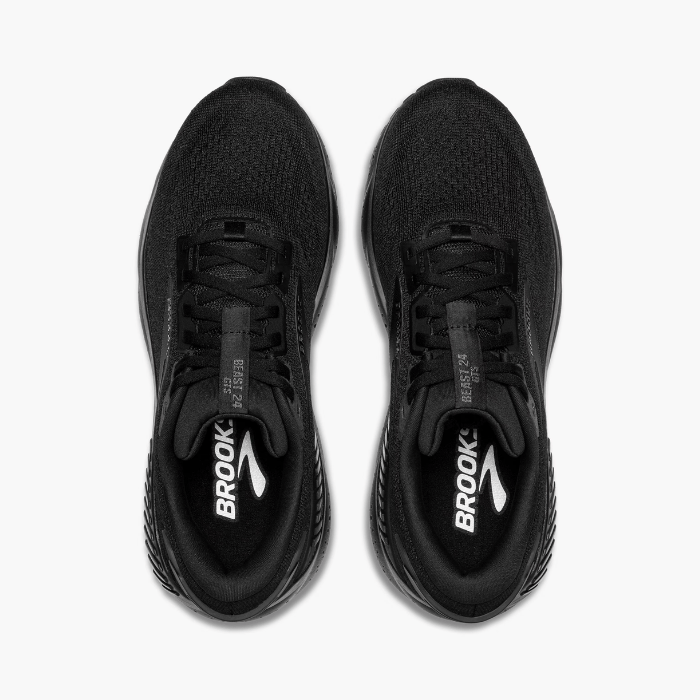 "Brooks Running Beast GTS 24 Black/Black/Ebony sneakers by Hype Elixir – stability-focused, cushioned running shoes offering maximum support, comfort, and durability."