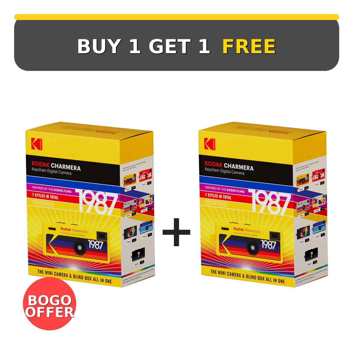 Buy 1 Get 1 KODAK CHARMERA Keychain Digital Camera Blind Box Collection