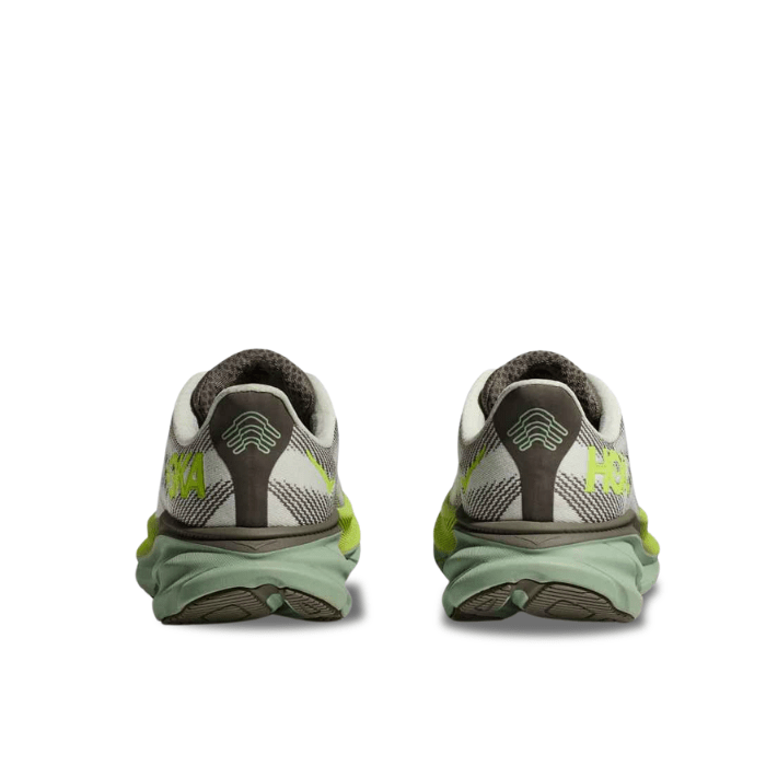 Conquer all weather in Hoka Clifton 9 GTX Slate Aloe Vera with durable grip and cloud-like comfort. Shop on HypeElixir.com.