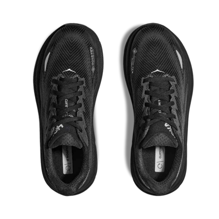 Stay dry and stylish in Hoka Clifton 9 GTX Black Black – perfect grip and support in all weather. Shop on HypeElixir.com