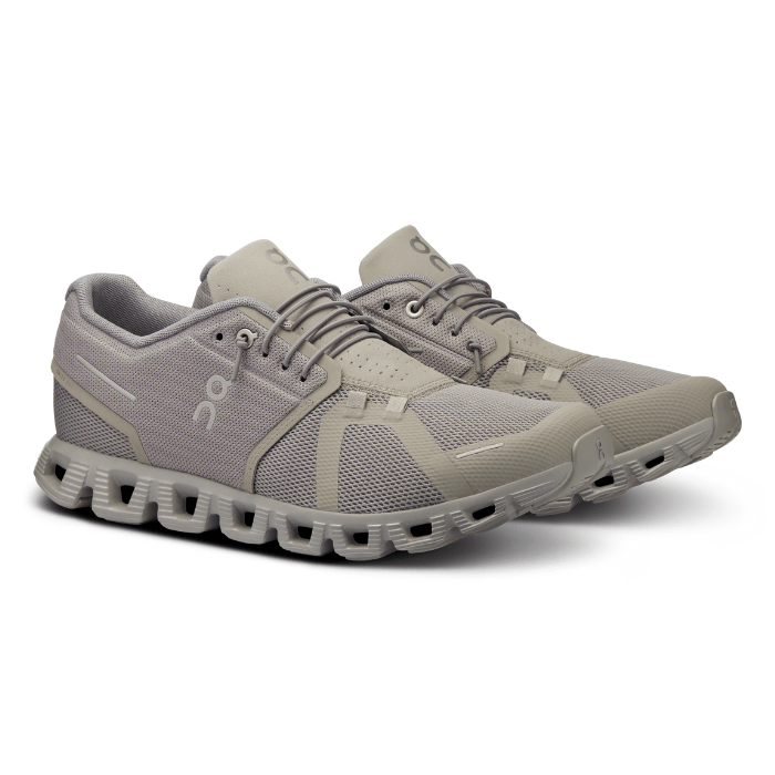 "On Running Cloud 5 Fog Alloy sneakers by Hype Elixir – lightweight, cushioned sneakers featuring a sleek Fog Alloy colorway, designed for comfort, support, and style during everyday activities."