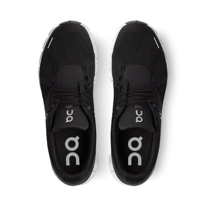 "On Running Cloud 5 Black White sneakers by Hype Elixir – lightweight, cushioned sneakers featuring a sleek Black and White colorway, designed for all-day comfort, support, and stylish performance."