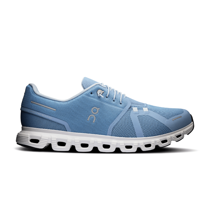 "On Running Cloud 6 Chambray White sneakers by Hype Elixir – lightweight, breathable, and cushioned footwear for ultimate comfort and style."