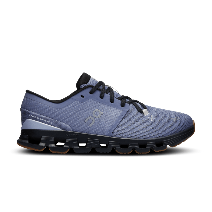 "On Running Cloud X4 Women's Feather Black sneakers by Hype Elixir – lightweight, high-performance sneakers designed for comfort and agility, featuring a sleek Feather Black colorway."
