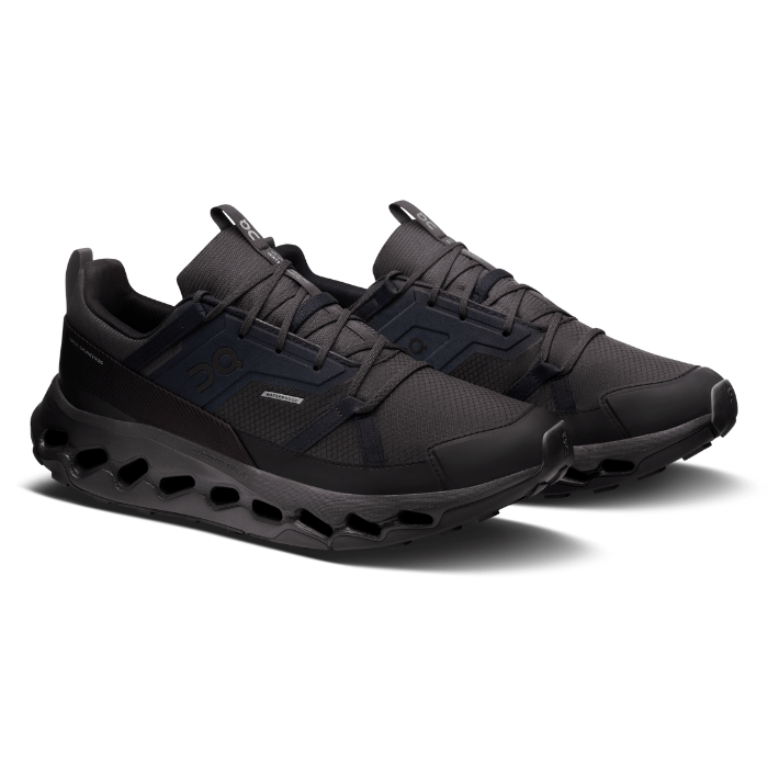 "On Running Cloudhorizon Waterproof Black shoes by Hype Elixir – lightweight, waterproof, and durable footwear for all-terrain comfort."