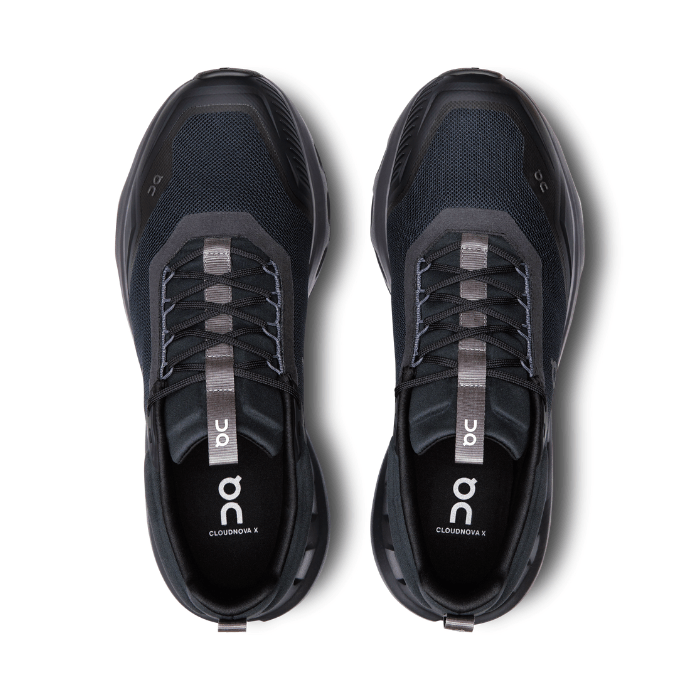 "On Running Cloudnova X Black Eclipse sneakers by Hype Elixir – sleek, performance-oriented sneakers featuring a bold Black Eclipse colorway, offering comfort and support for any activity."