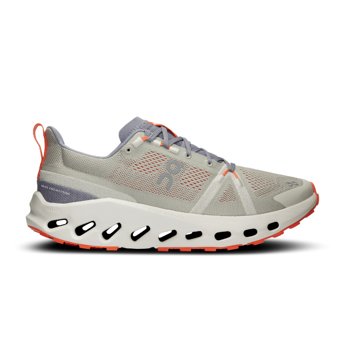 "On Running Cloudsurfer Trail Fossil Ivory sneakers by Hype Elixir – durable, cushioned trail running shoes featuring a Fossil Ivory colorway, designed for comfort and performance on all terrains."