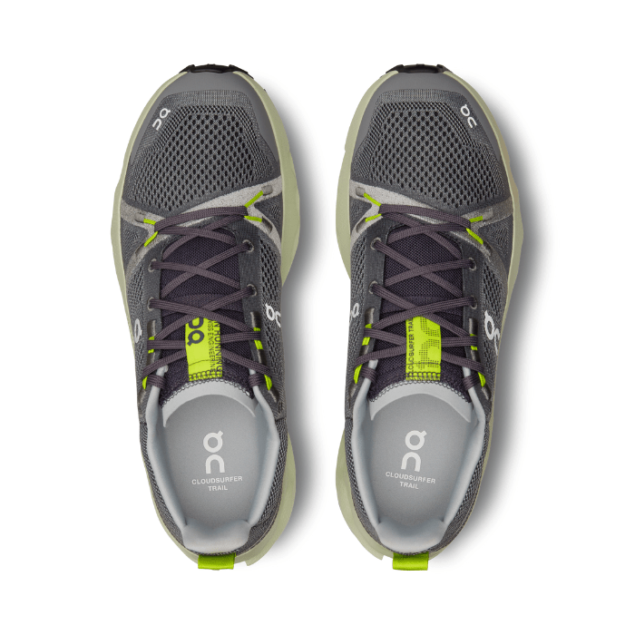 "On Running Cloudsurfer Trail Iron Lima sneakers by Hype Elixir – trail-ready running shoes with CloudTec® cushioning, designed for comfort, grip, and style in an Iron Lima colorway."