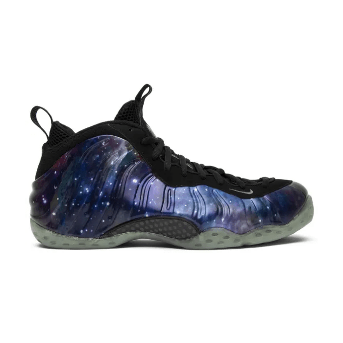 Nike Air Foamposite One Galaxy sneakers, featuring a unique cosmic design and premium cushioning for comfort and style. Shop now on HypeElixir.com