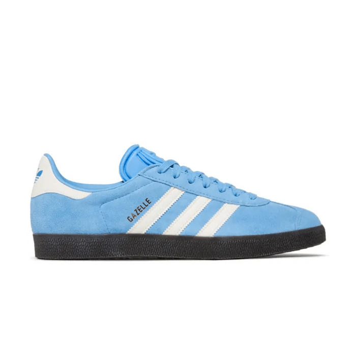Adidas Gazelle Sky Blue sneakers with retro suede design, iconic 3-stripes & casual flair. Shop now on HypeElixir.com.