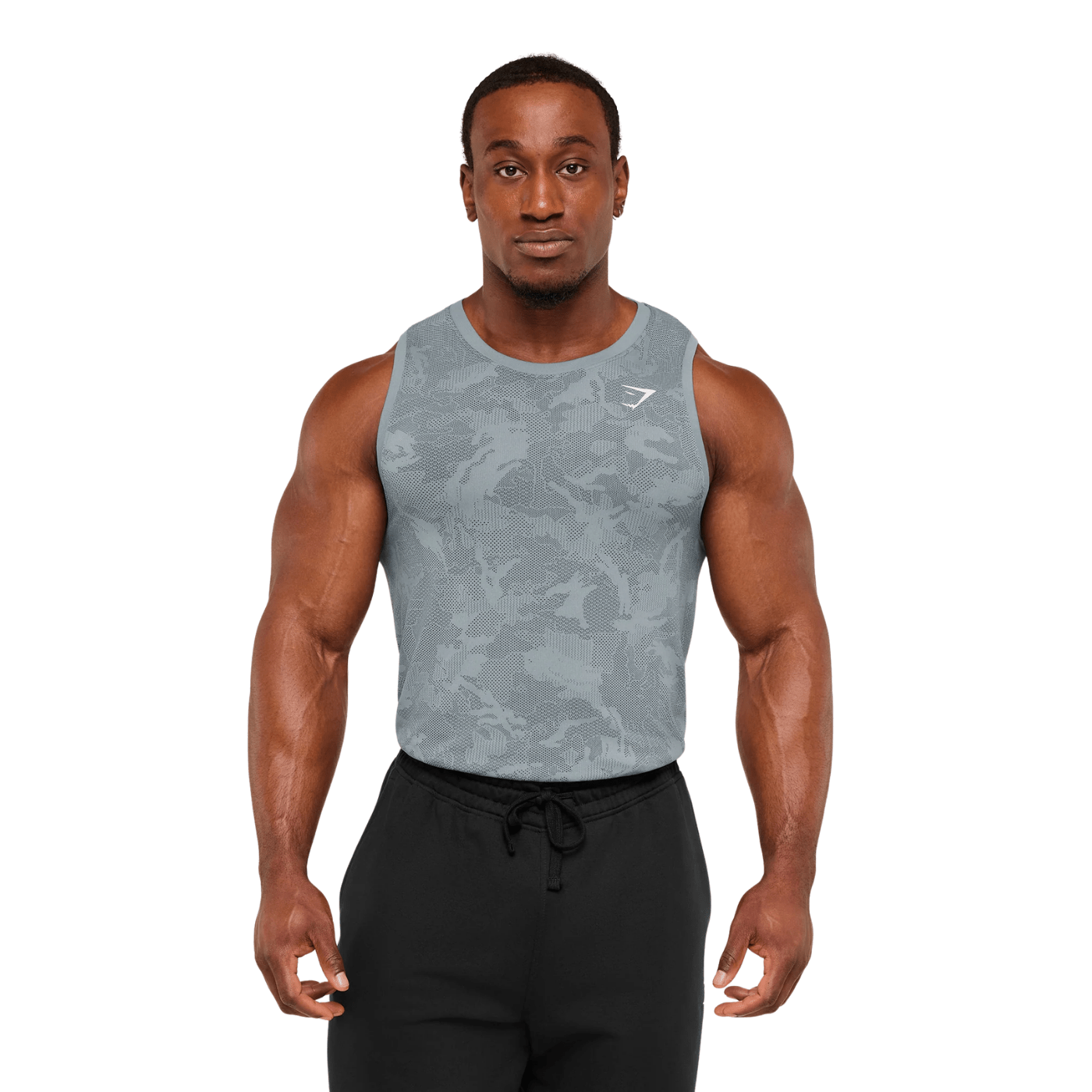 GYMSHARK Geo Seamless Tank slim fit Storm Blue / Stealth Blue