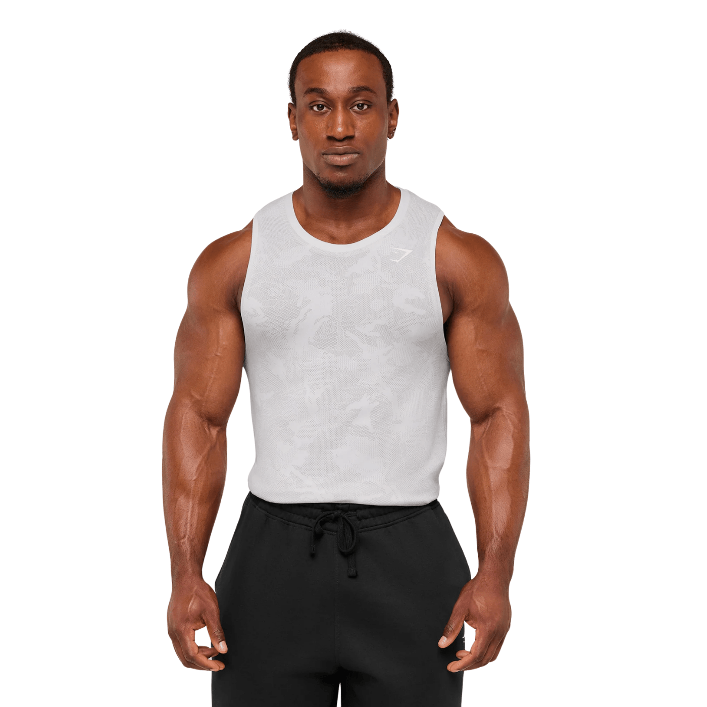 GYMSHARK Geo Seamless Tank slim fit White/Light Grey