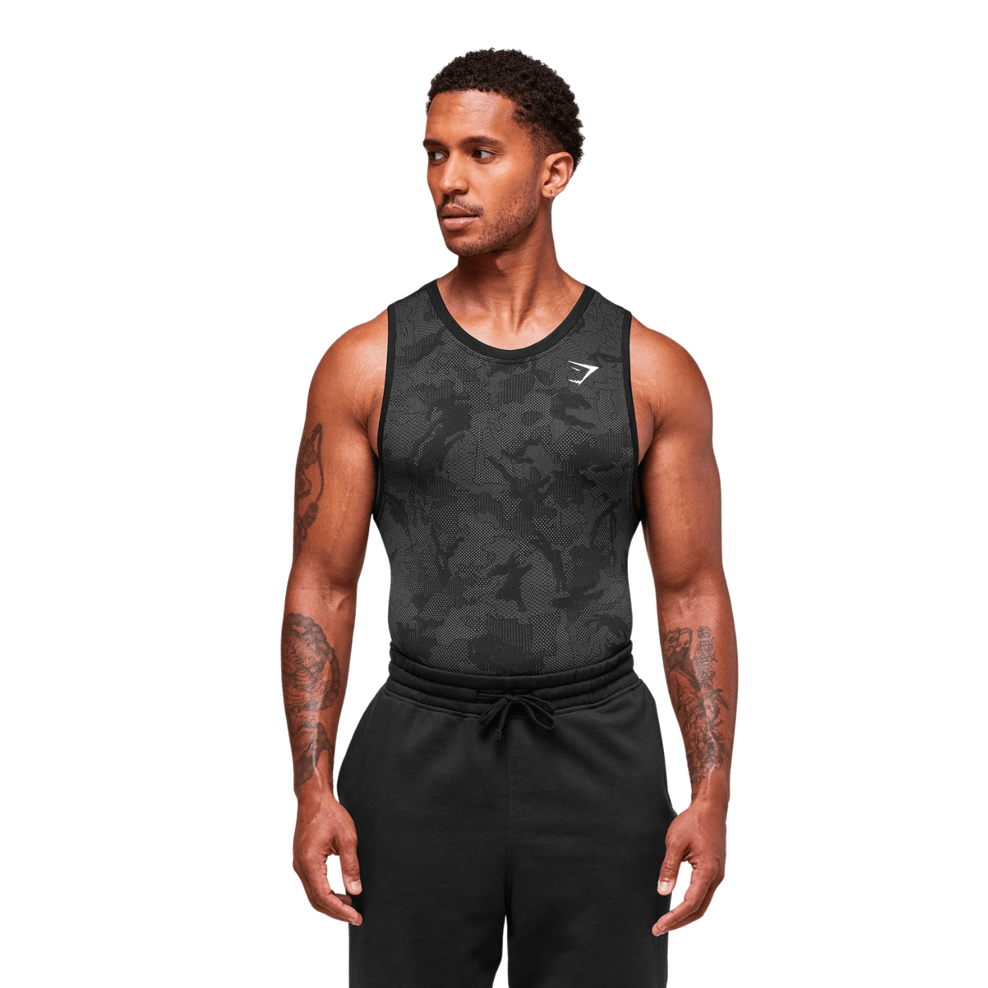 GYMSHARK Geo Seamless Tank slim fit Black/Charcoal Grey